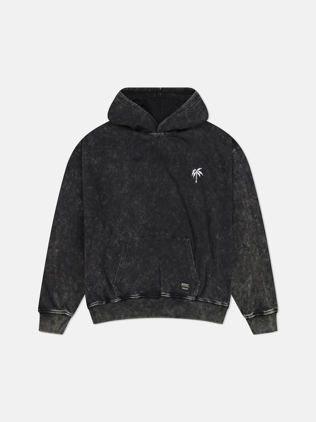 DROPPED SHOULDER HOODIE ENZYME WASH PALM LOGO