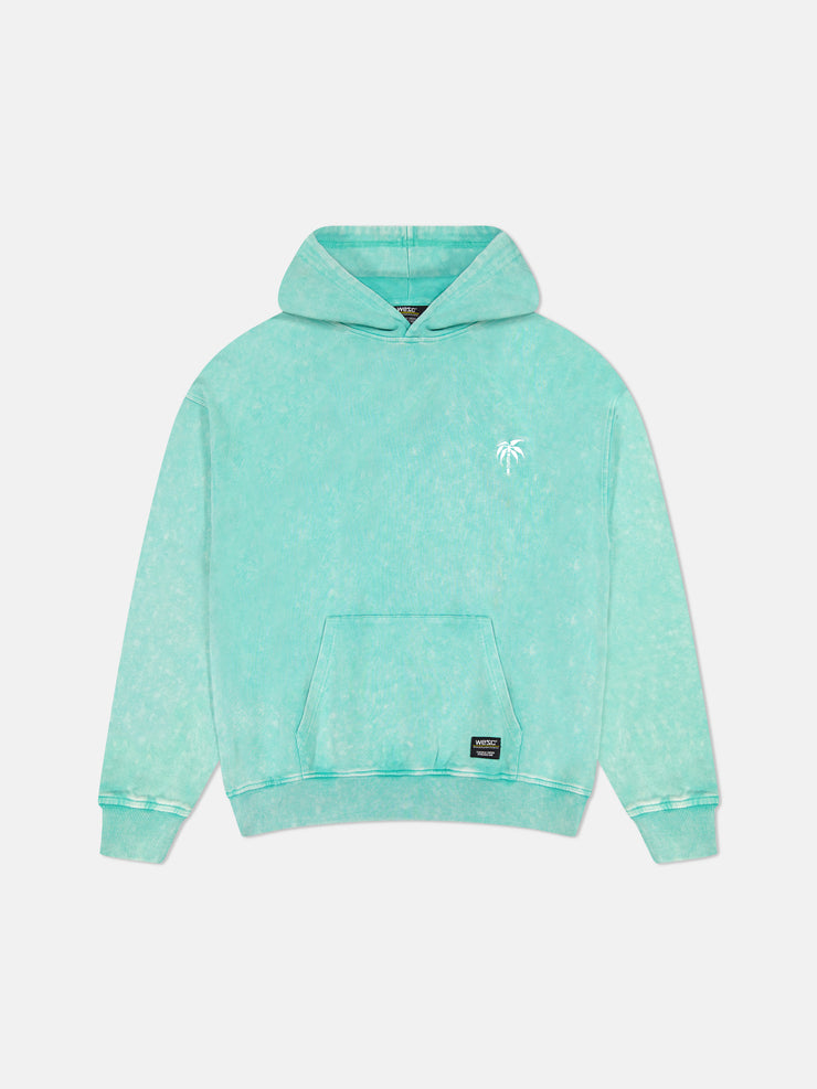 DROPPED SHOULDER HOODIE ENZYME WASH PALM LOGO