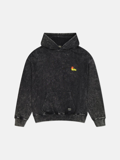 DROPPED SHOULDER HOODIE ENZYME WASH SKATER GLITCH