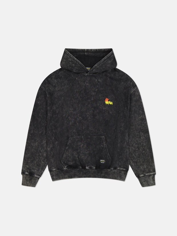 DROPPED SHOULDER HOODIE ENZYME WASH SKATER GLITCH
