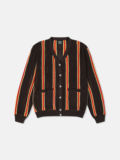 BORIK 2 OPEN HOLE KNIT STRIPE CARDIGAN