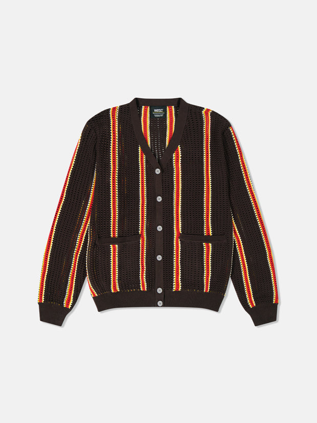 BORIK 2 OPEN HOLE KNIT STRIPE CARDIGAN