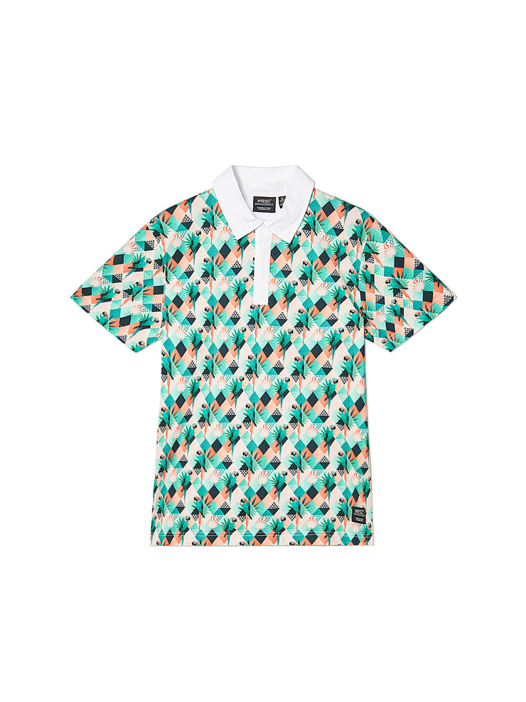 S/S RUGBY POLO TROPICAL ABSTRACT
