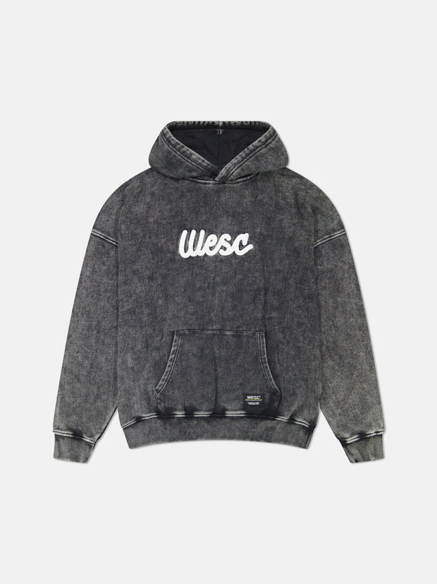 DROPPED SHOULDER HOODIE ENZYME WASHED WITH LOGO