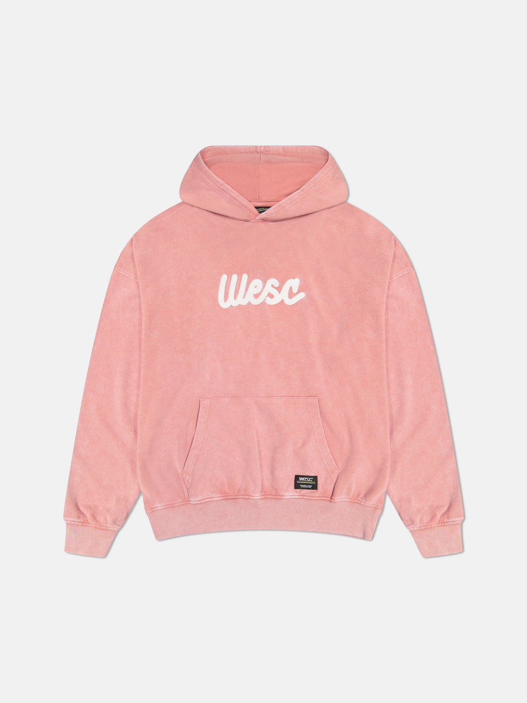 Wesc Dropped Shoulder Hoodie Enzyme Washed with Logo in Acid Wash Dusty Rose Size Large