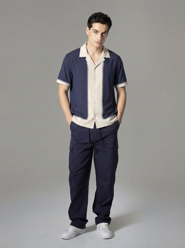 CAMPER S/S SHIRT COLORBLOCK W/ APPLIQUE