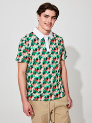 S/S RUGBY POLO TROPICAL ABSTRACT AOP